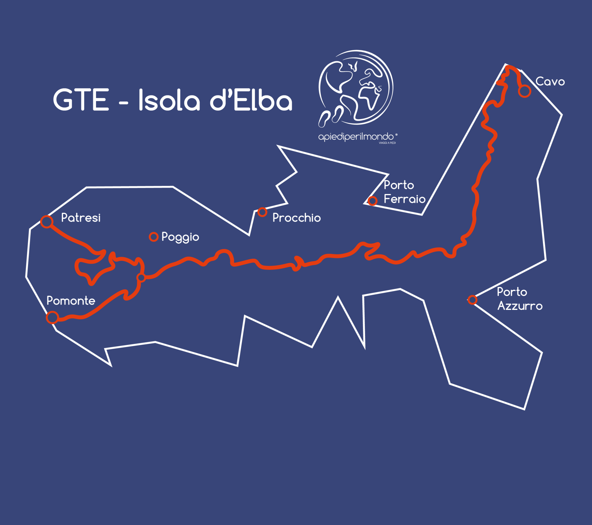 Mapa Gran Travesía de Elba - apiediperilmondo